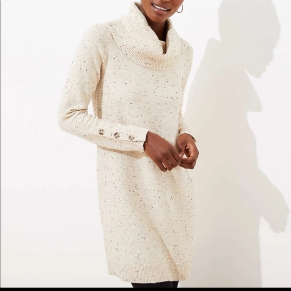 Loft Flecked Button Sweater Dress 